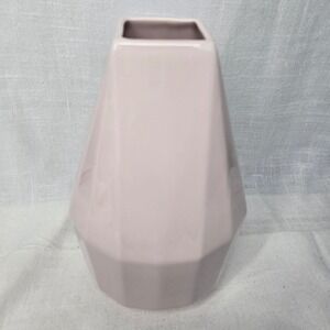 West Elm Faceted Vase 9.5" Pink Geometric Ceramic Modern Home Decor MCM